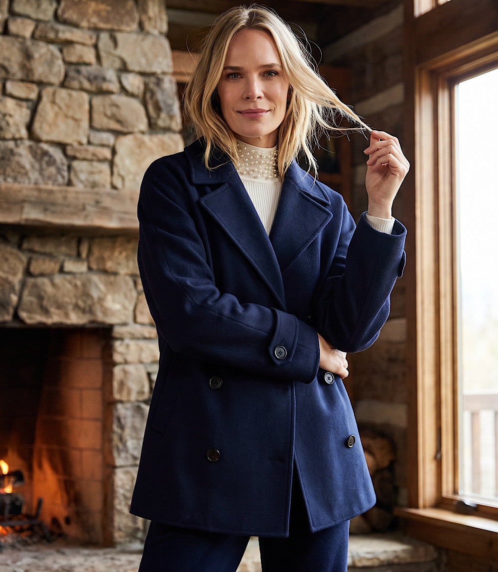 Brushed Double-Breasted Peacoat