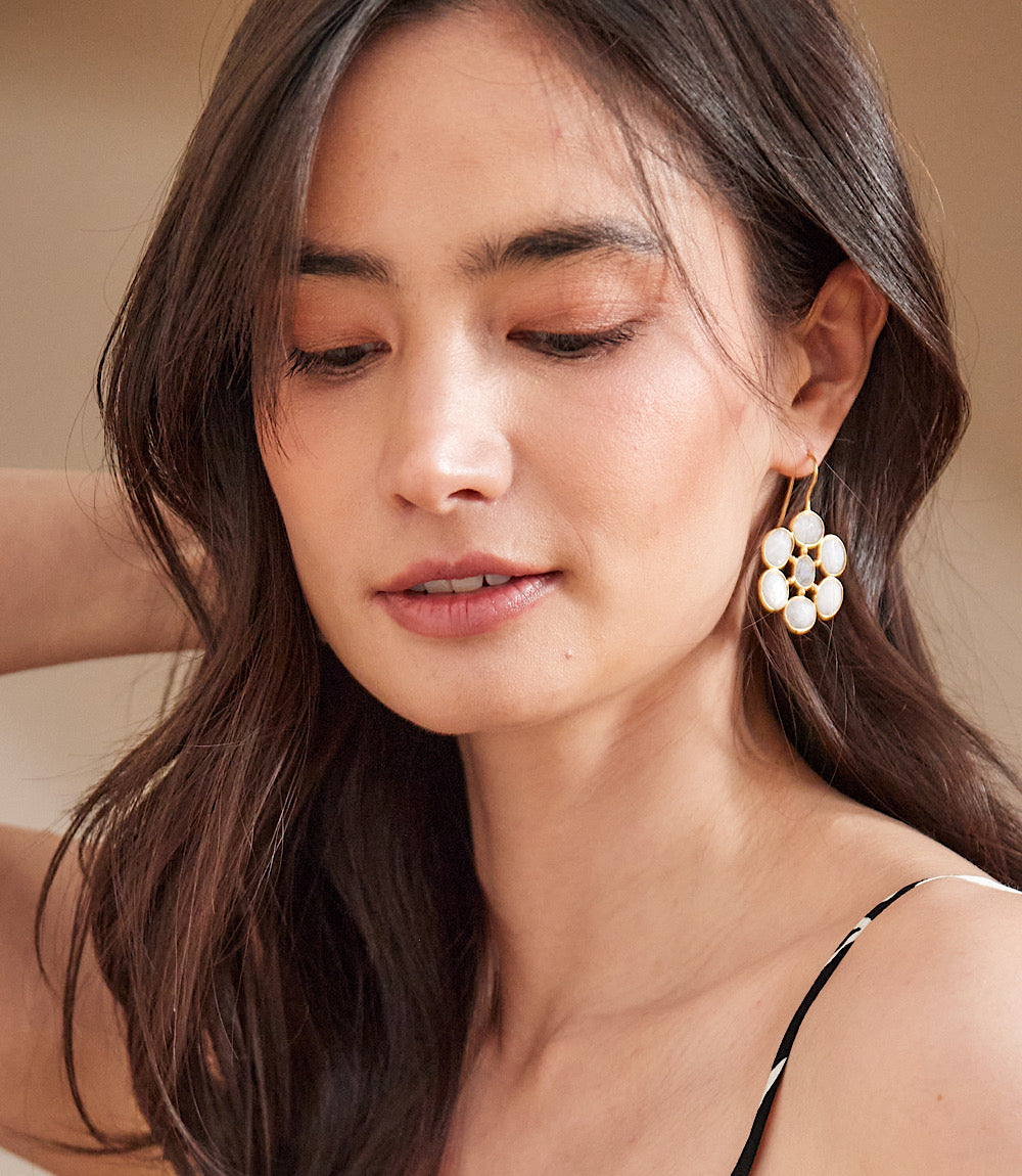 Gemstone Flower Earrings