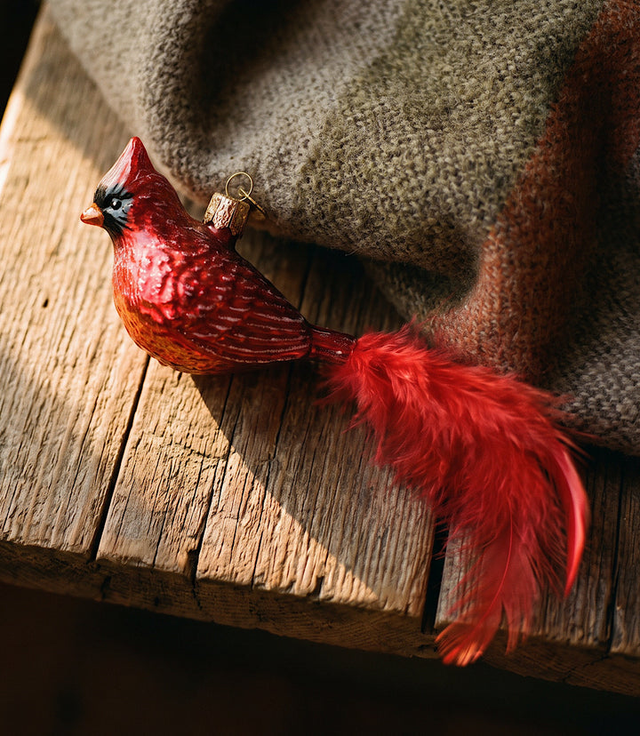 Vintage Cardinal Glass Ornament