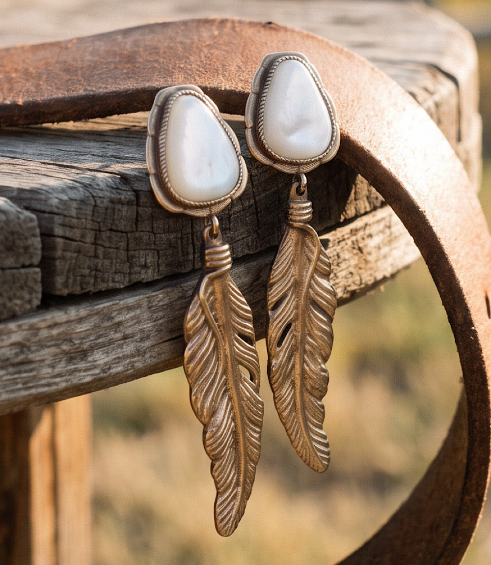 Desert Plume Golden Feather Earrings