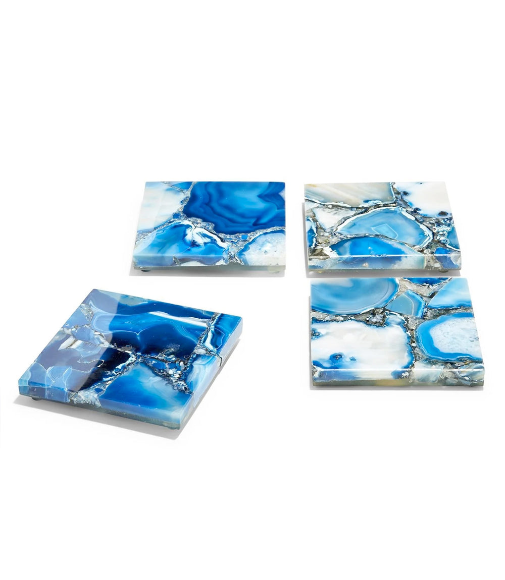 Blue Agate Coasters, Set Of 4