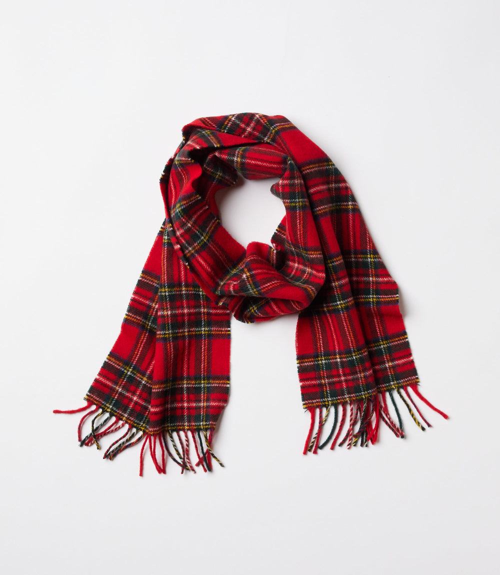 Merino Wool Fringed Plaid Scarf