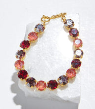 Gold-tone Crystal Chain Bracelet with deep red Swarovski crystals and adjustable clasp