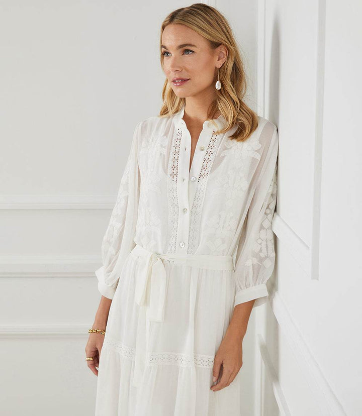 Embroidered Tiered Dress