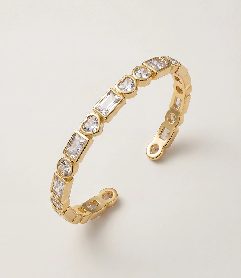 Multi Shape Crystal Cuff Bracelet
