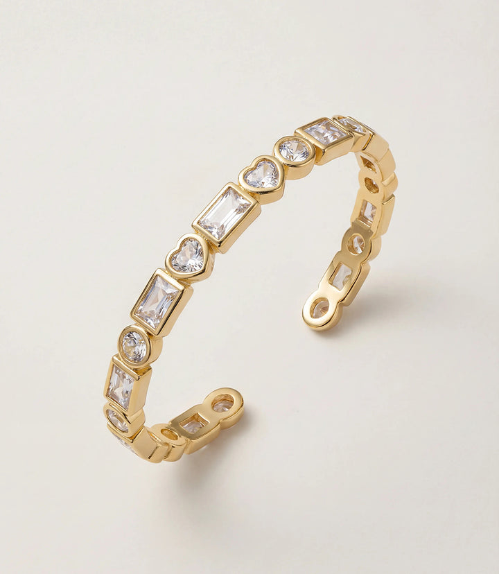 Multi Shape Crystal Cuff Bracelet