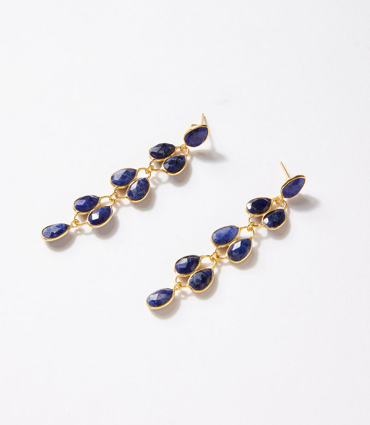 Feather Drop Gemstone Earrings