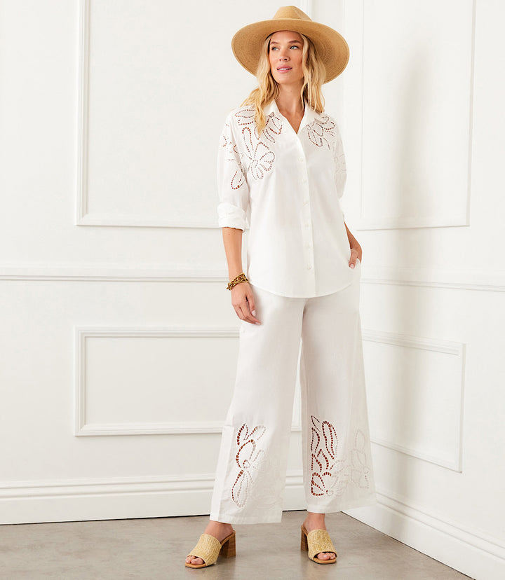 Cutout Embroidery Pants