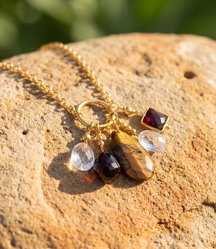 Multi Gemstone Dangle Necklace