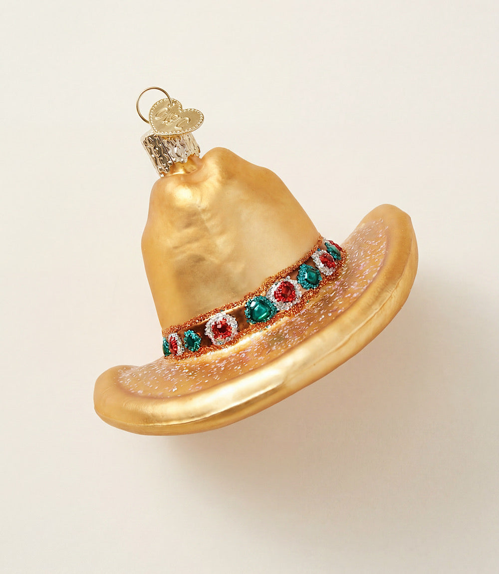 Cowboy Hat Glass Ornament