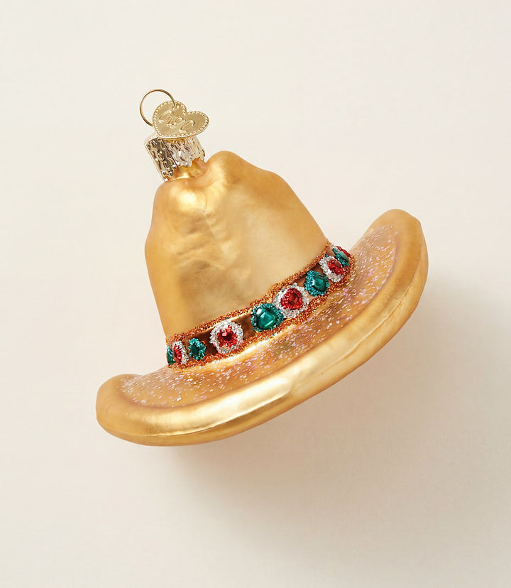 Cowboy Hat Glass Ornament