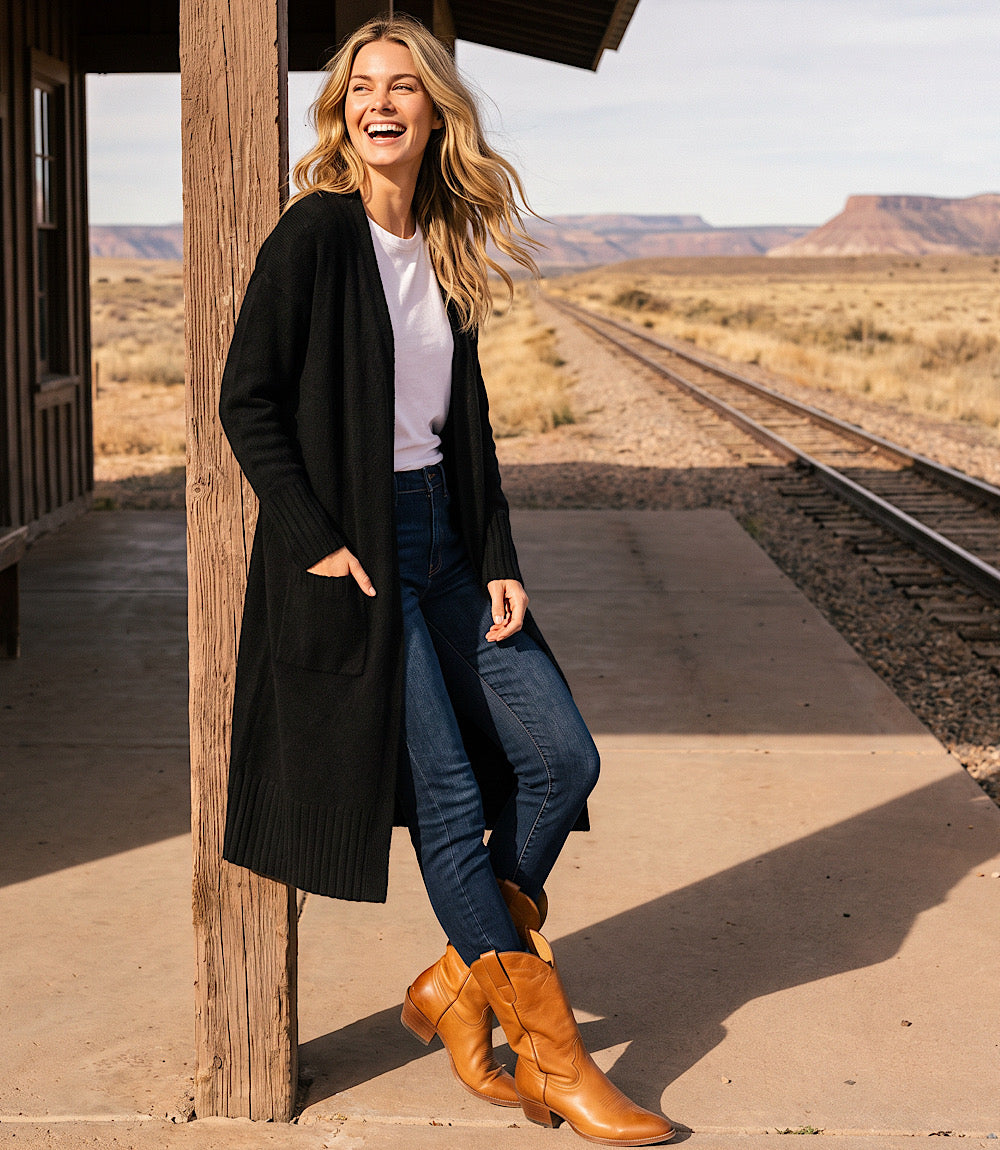 Long Open Front Cardigan Sweater