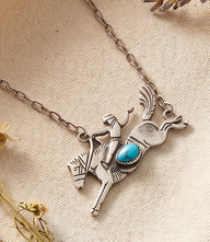 Bucking Bronco Sterling Silver Turquoise Necklace
