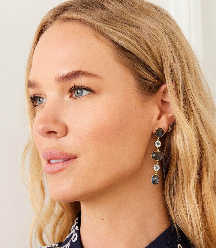 Mixed Gemstone Strand Earrings