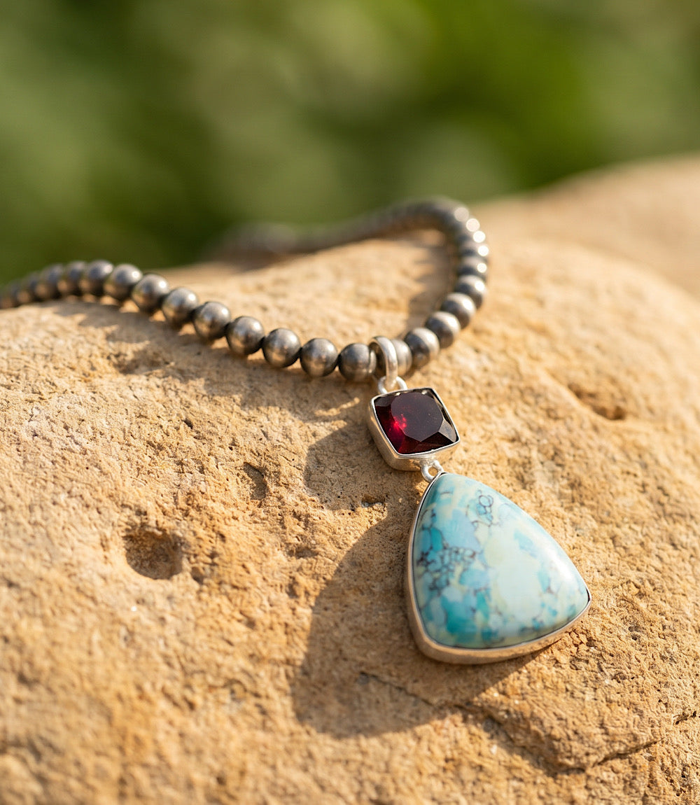 Turquoise Triangle Pendant Necklace