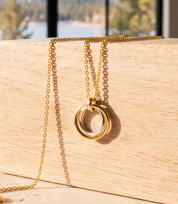 Mixed Metal Hoop Necklace
