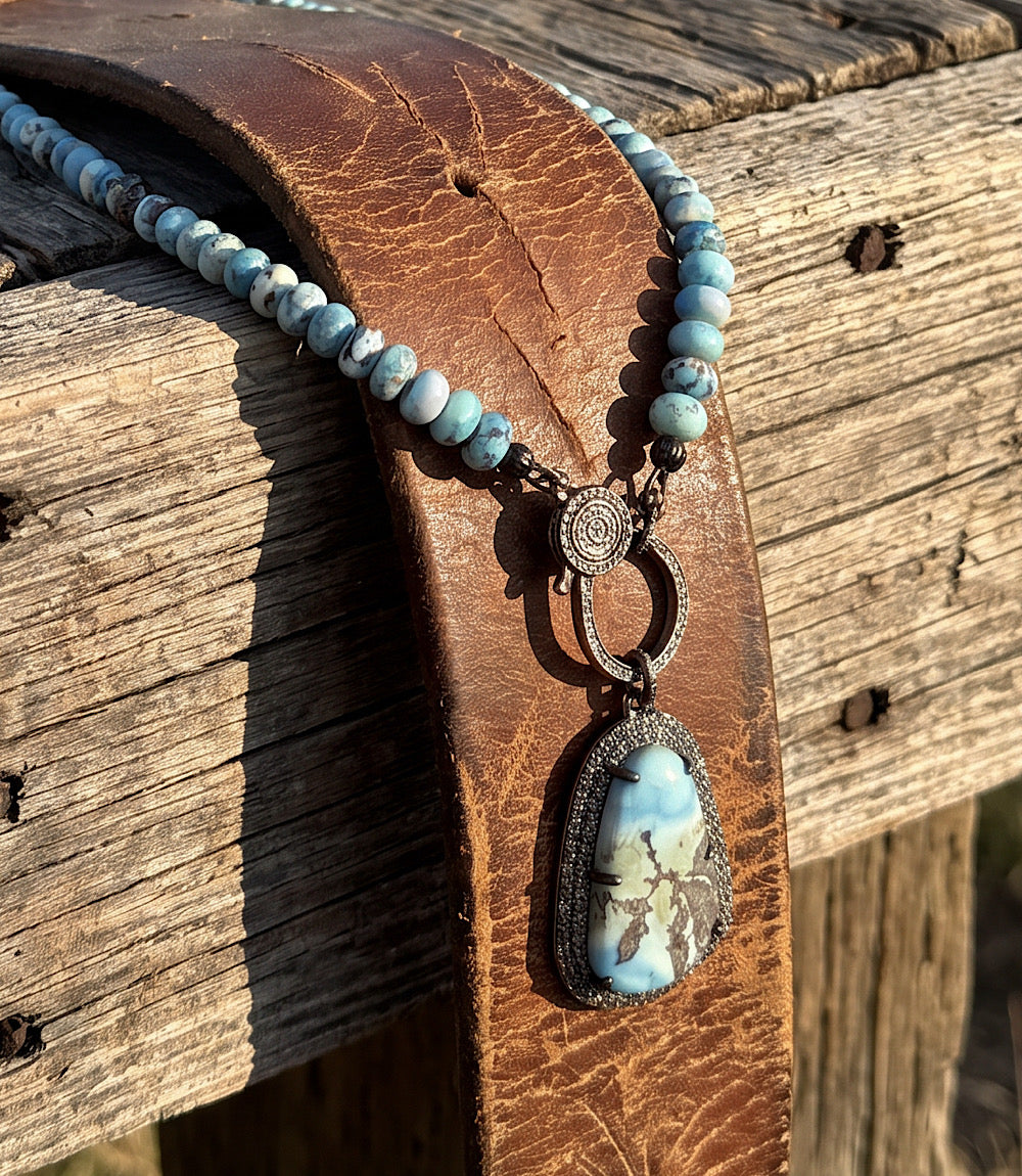 Golden Hill Crystal Pendant Beaded Necklace