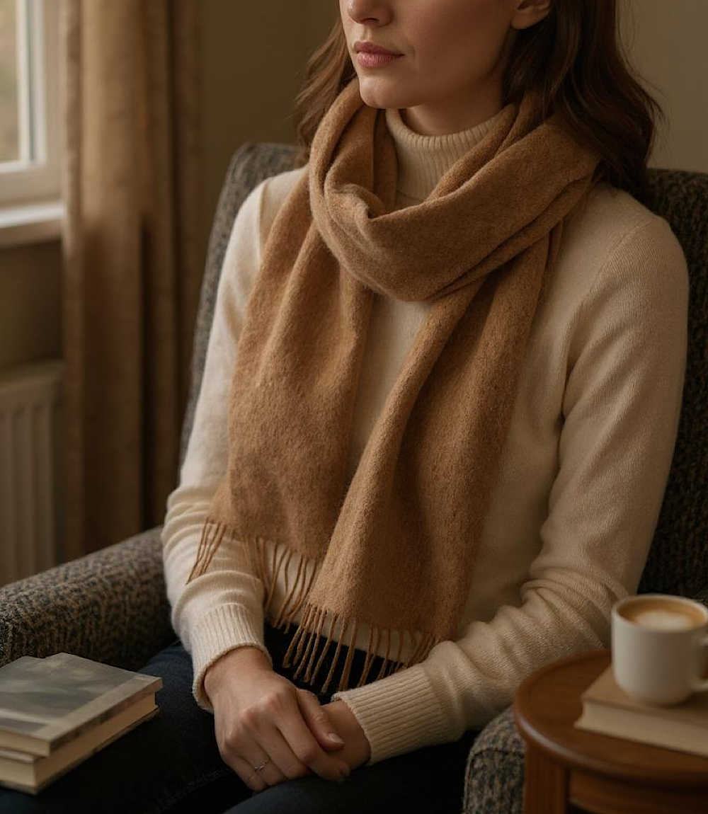 Merino Wool Fringed Scarf