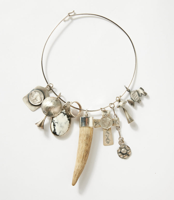 White Buffalo, Horn, Mercury Dime, Charm Necklace