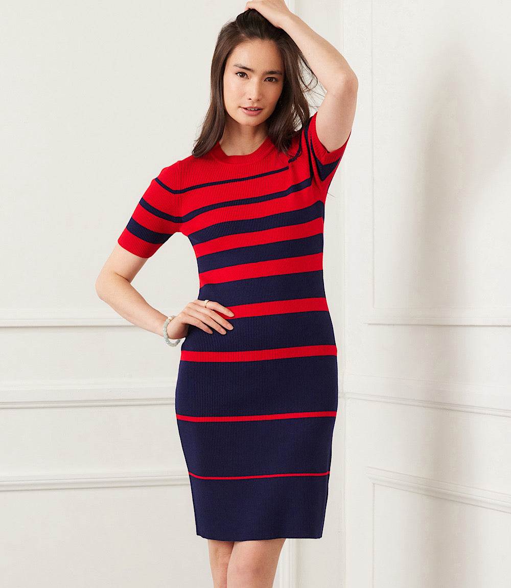 Stripe Ribbed Sweater Dress
