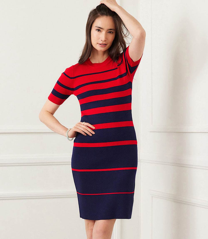 Stripe Ribbed Sweater Dress
