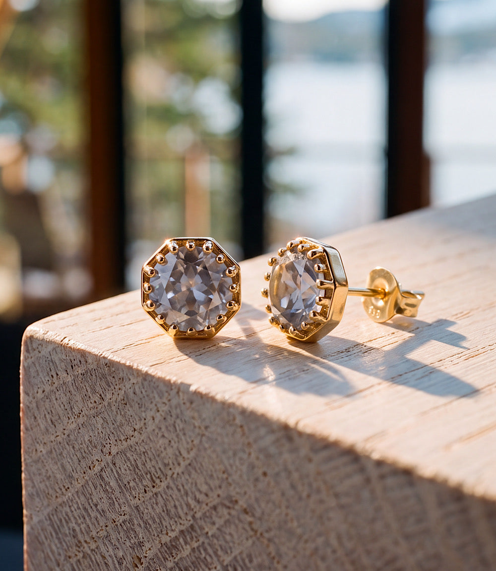 Georgian Collet Rose Cut Stud Earrings