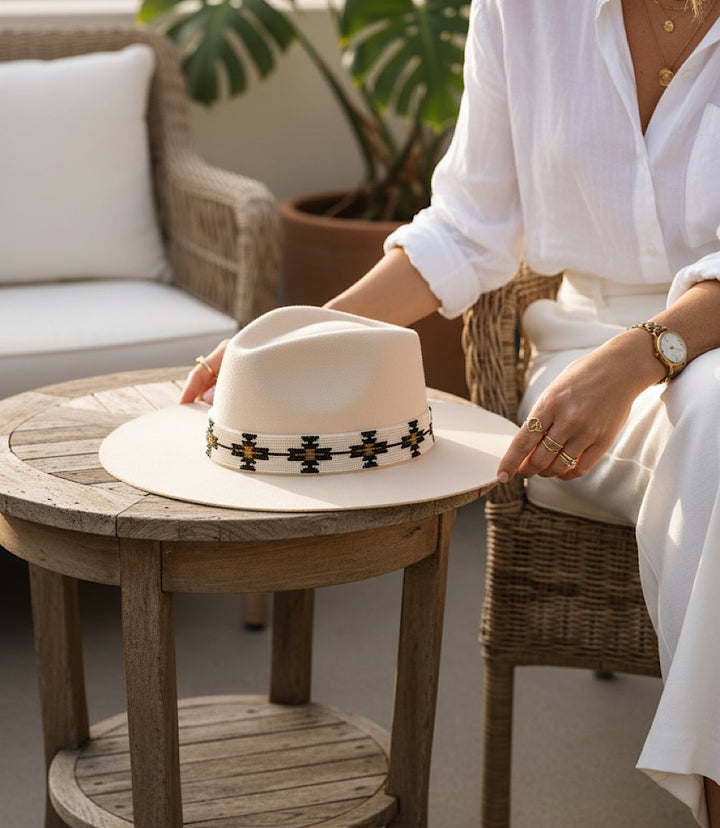 Hand-Beaded Wool Rancher Hat