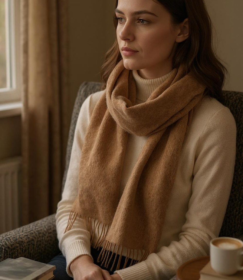 Merino Wool Fringed Scarf