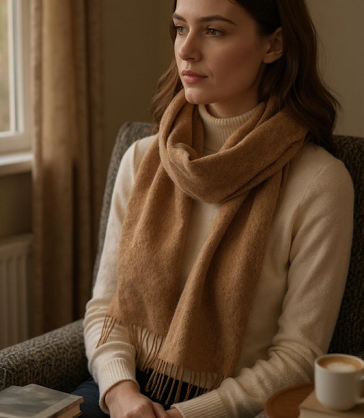 Merino Wool Fringed Scarf