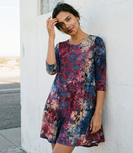 3/4 Sleeve Tie-Dye Burnout Maggie Dress