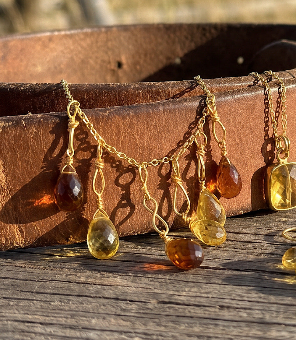 Mixed Citrine Dangle Necklace