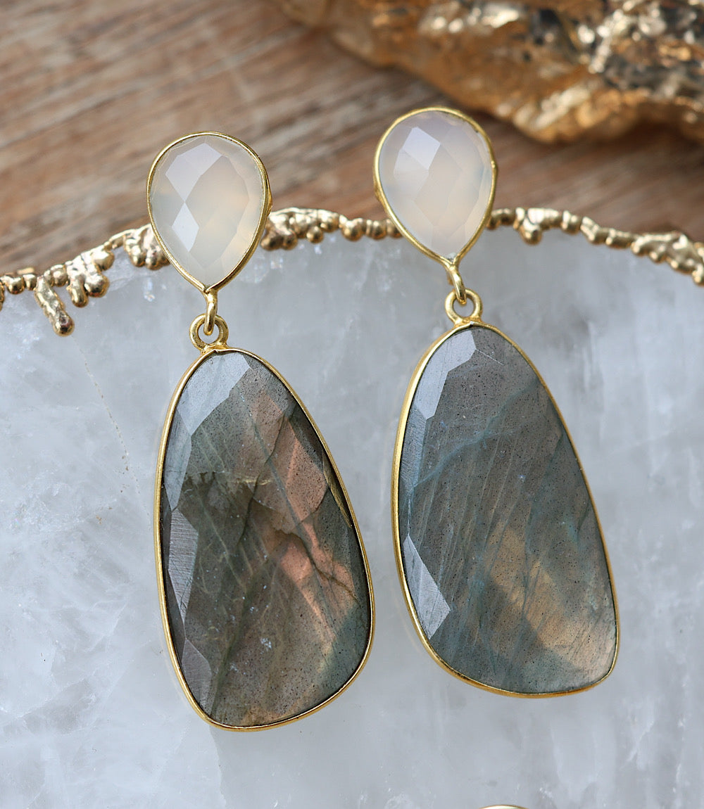 Double Drop Gemstone Earrings