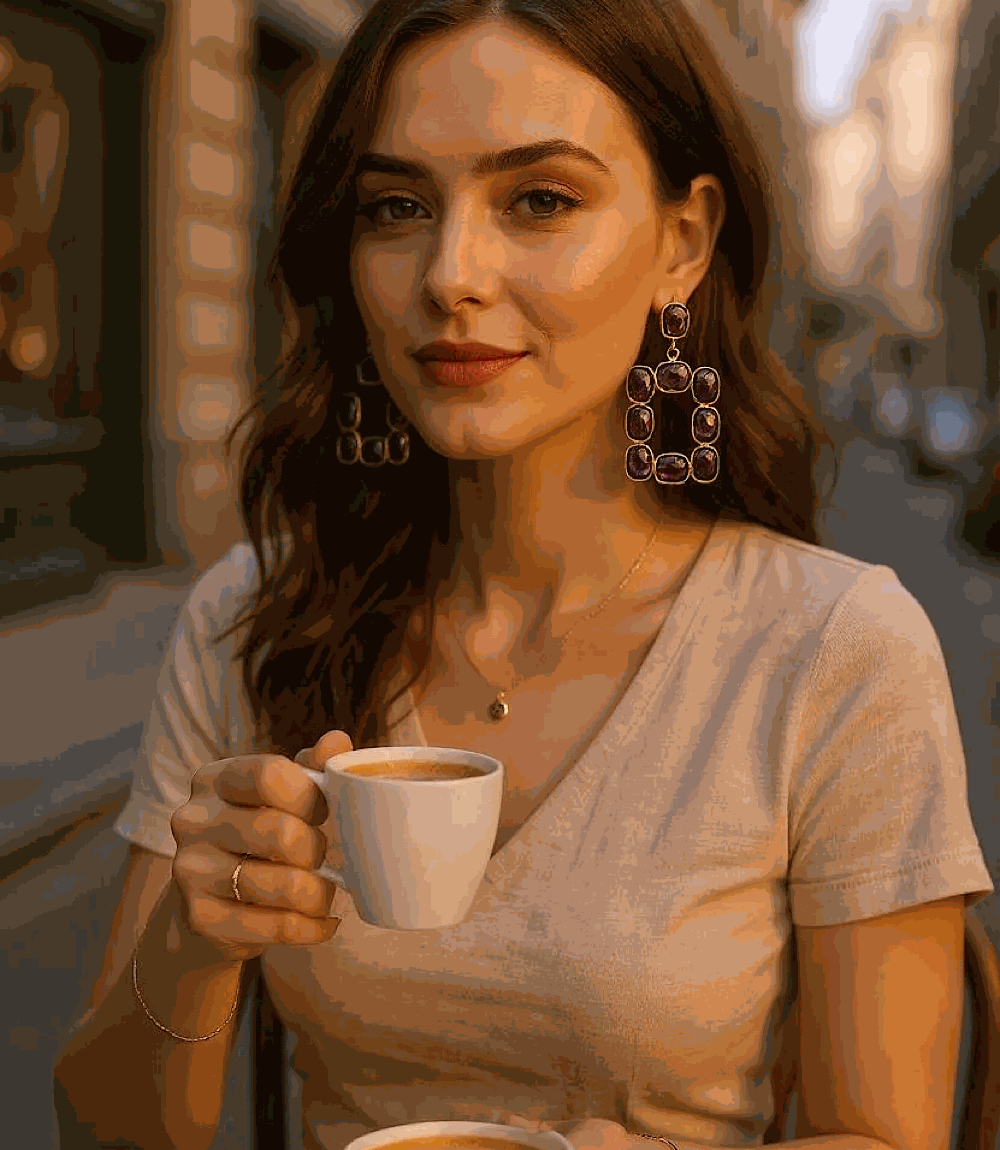 Rectangular Gemstone Bezel Earrings