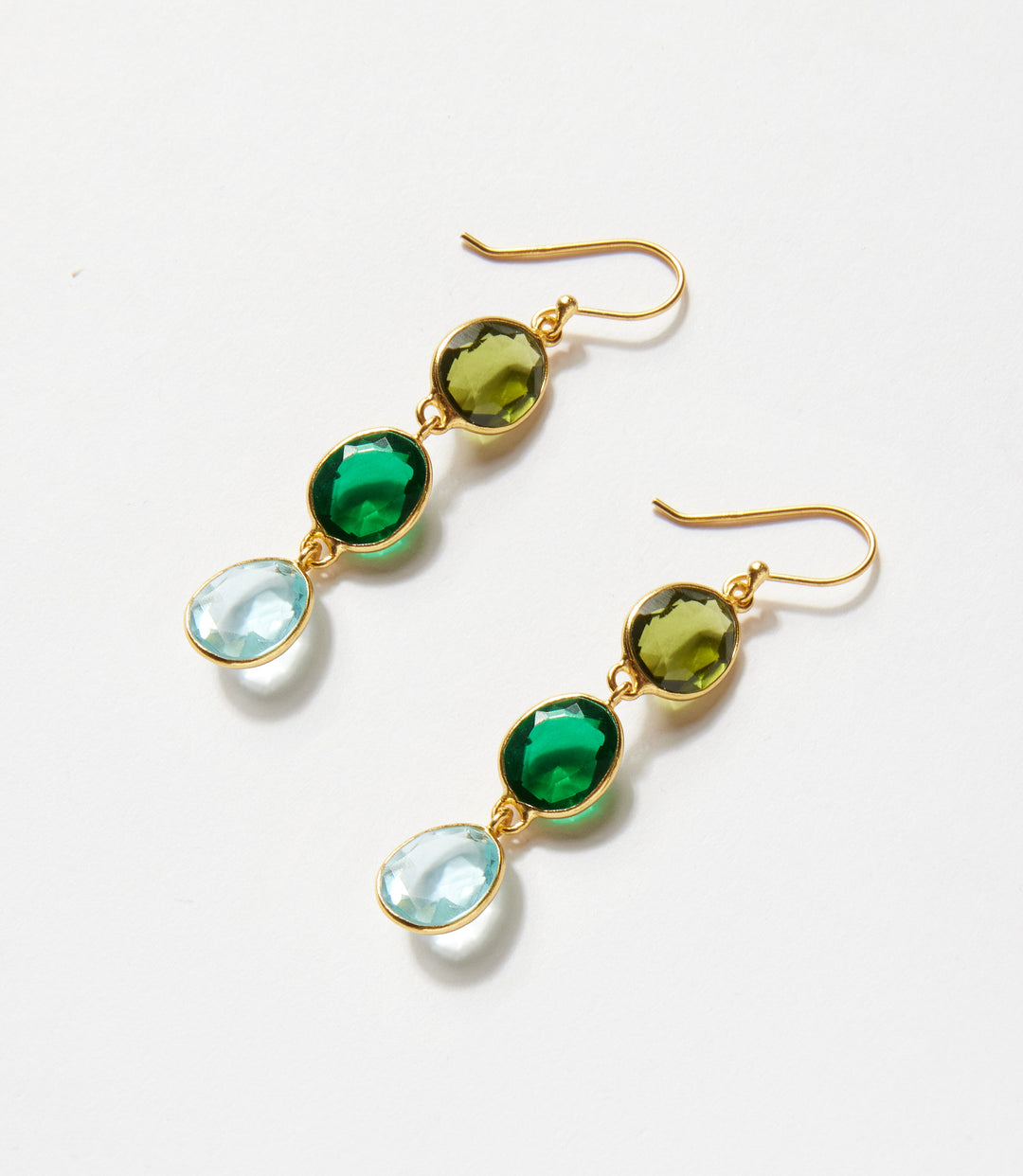 Triple Drop Gemstone Earrings