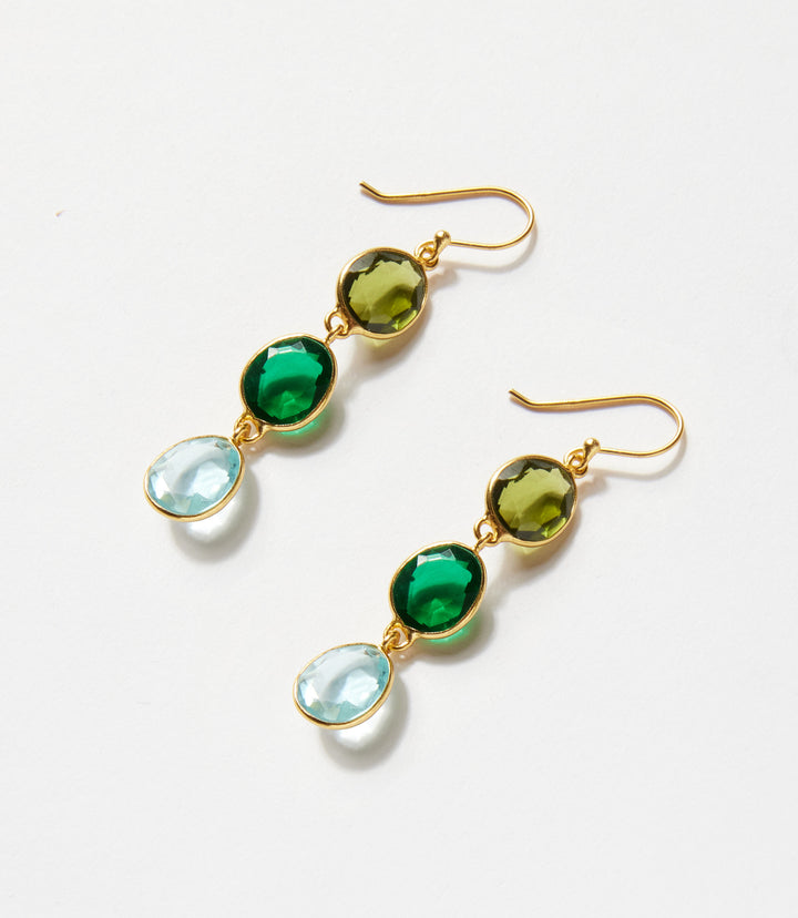 Triple Drop Gemstone Earrings