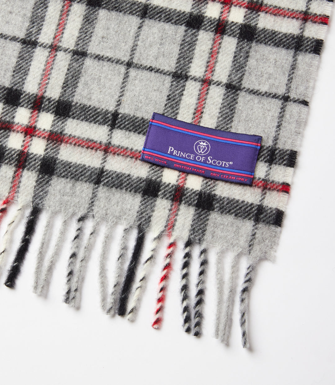 Merino Wool Fringed Plaid Scarf