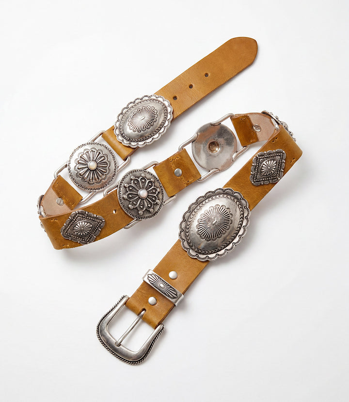 Streets Ahead Antique Silver Western Leather Belt