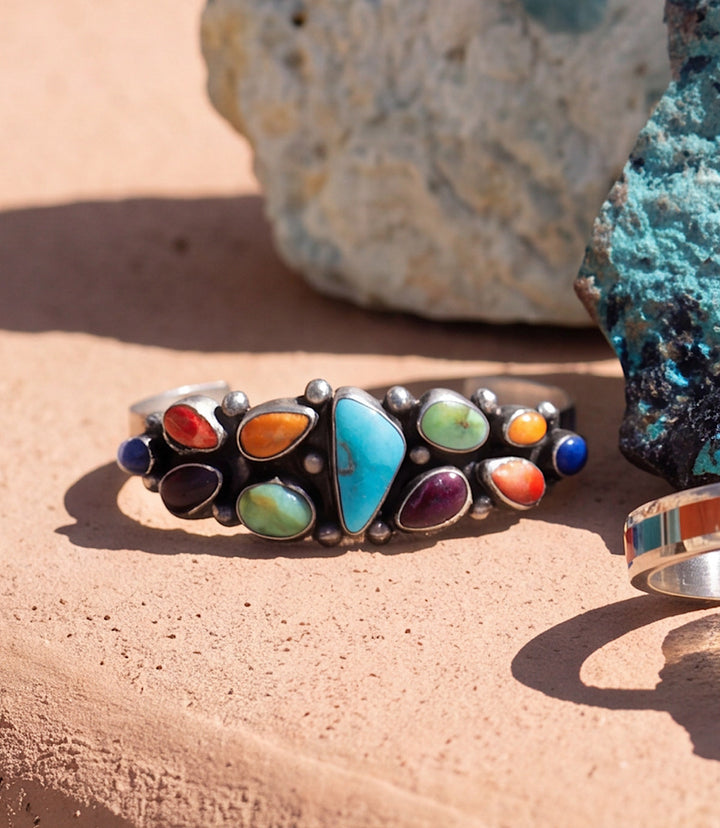 Multi-Stone Turquoise Cuff Bracelet