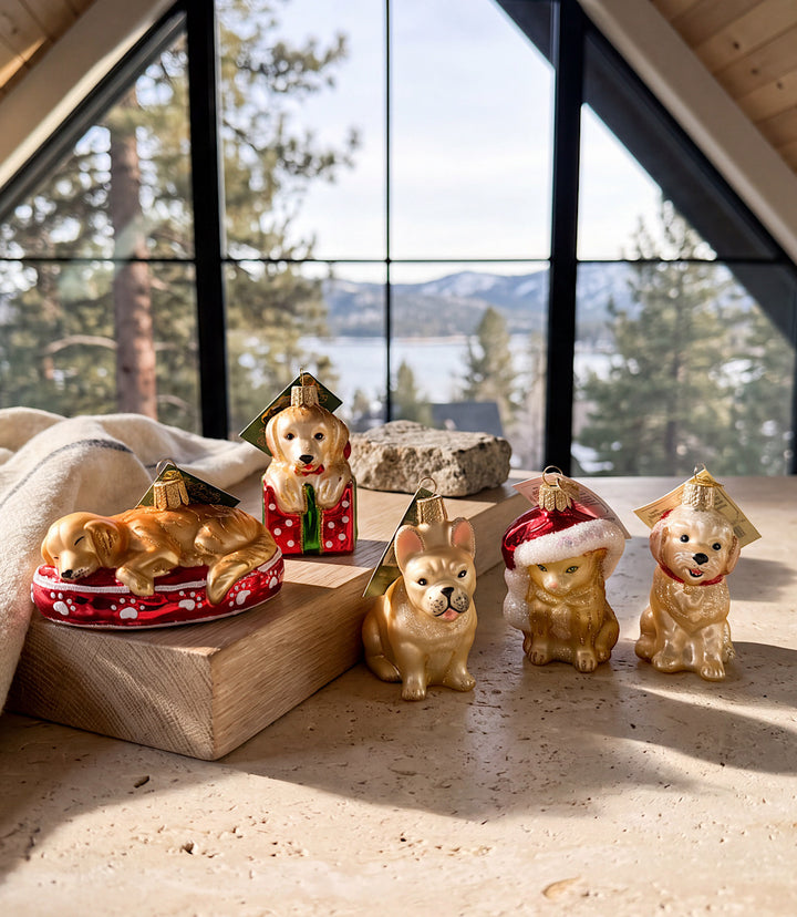 Santa's Kitten Glass Ornament