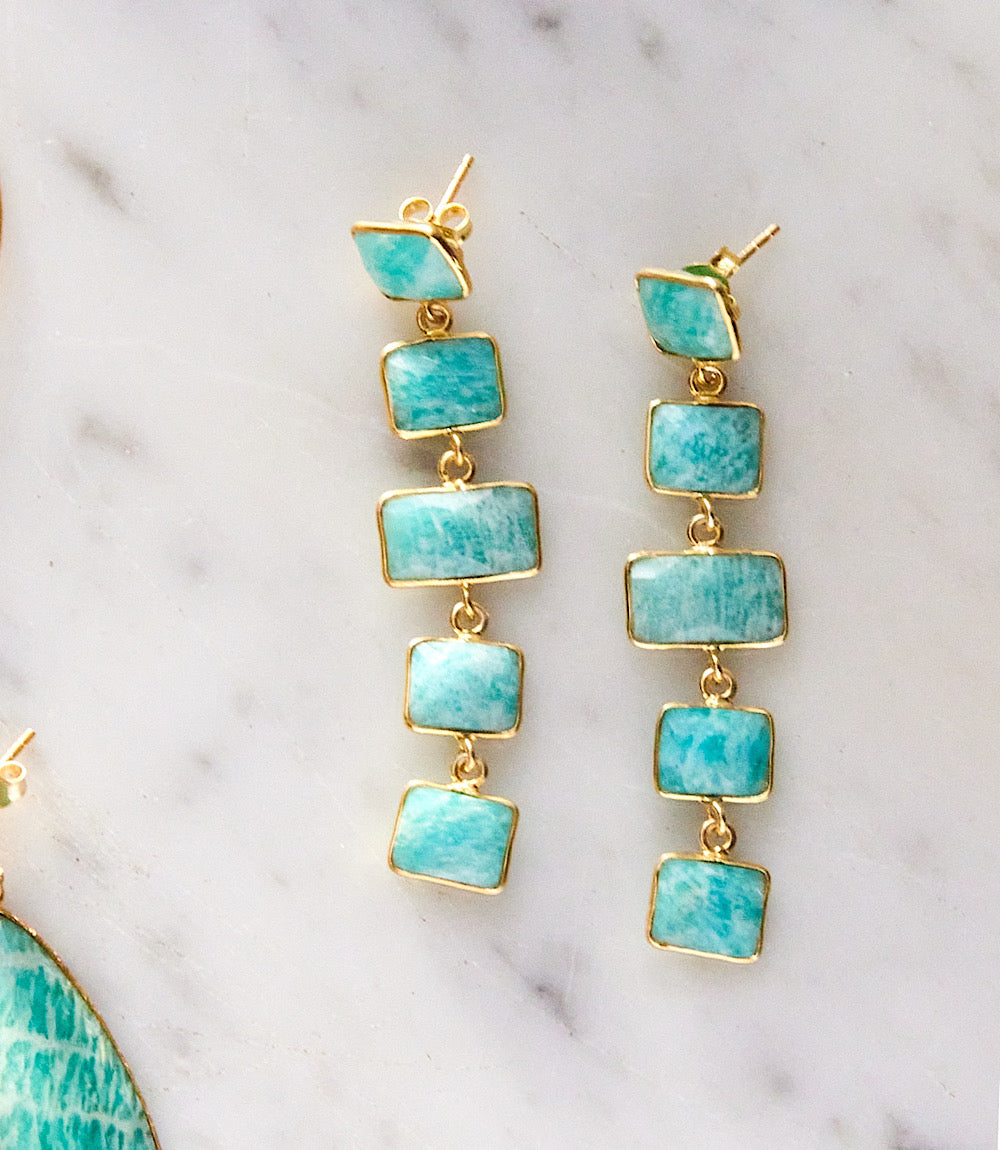 Five Drop Gemstone Earrings