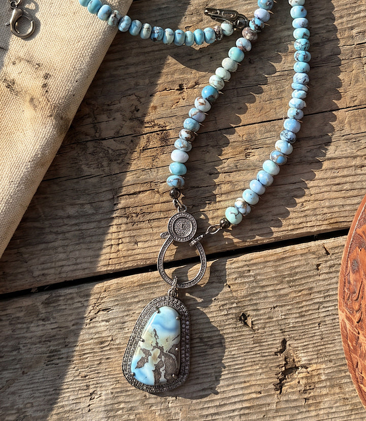 Golden Hill Crystal Pendant Beaded Necklace