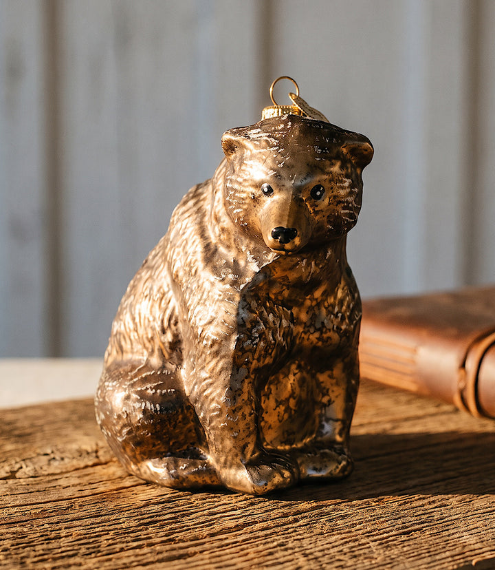 Vintage Bear Glass Ornament