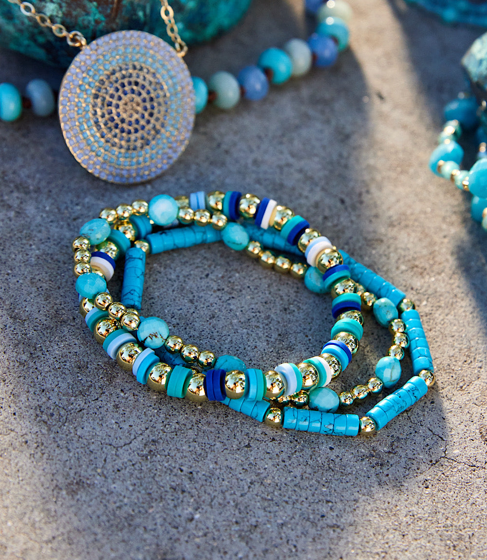 Beaded Stretch Bracelets Set Of 3