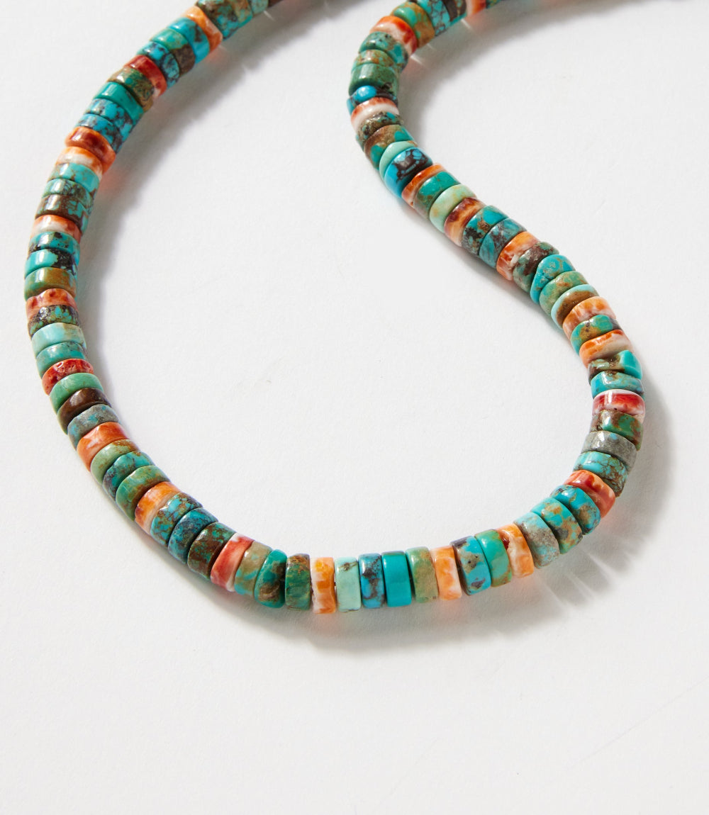 Kingman Turquoise & Spiny Oyster Beaded Necklace