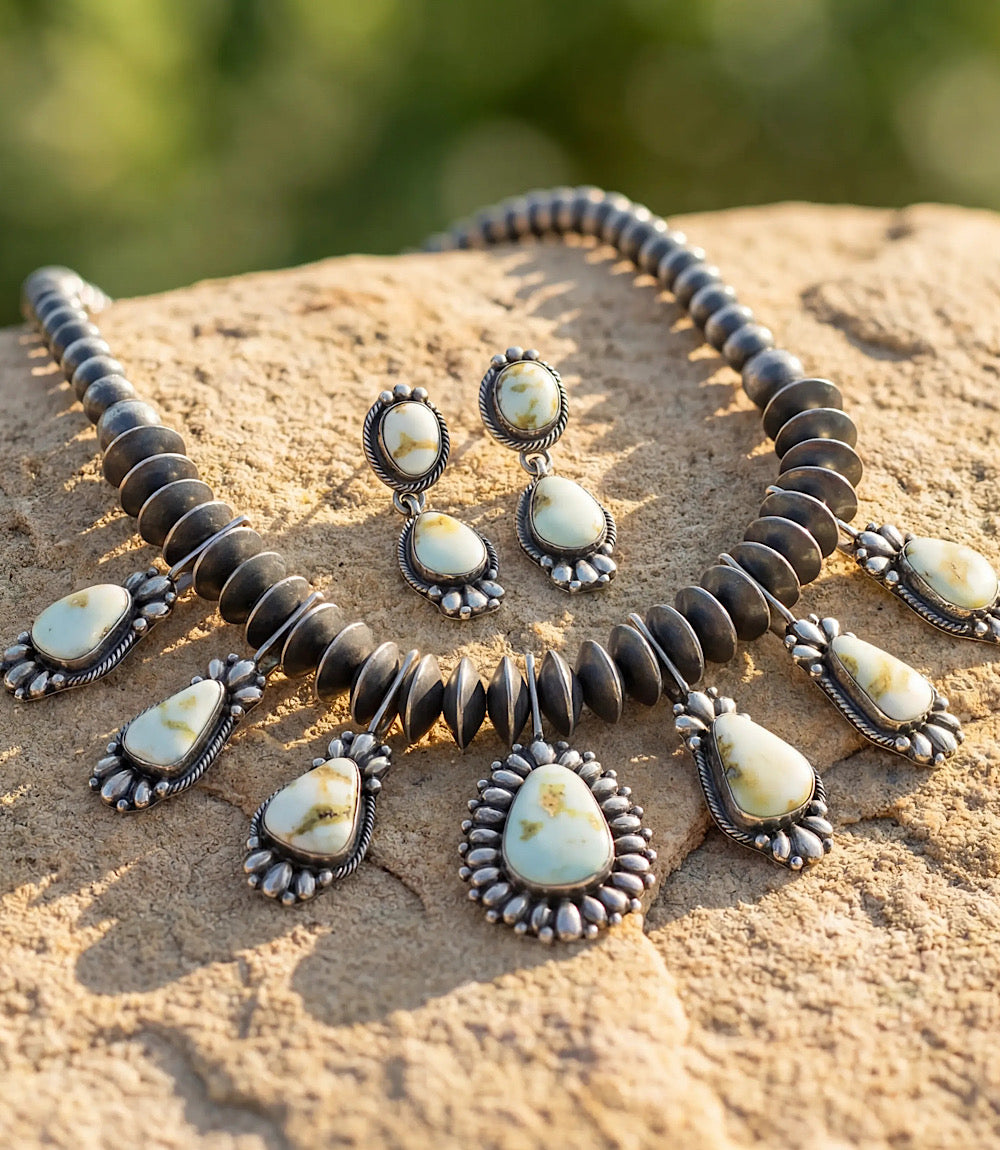 Palomino Turquoise Sterling Silver Necklace And Earring Set