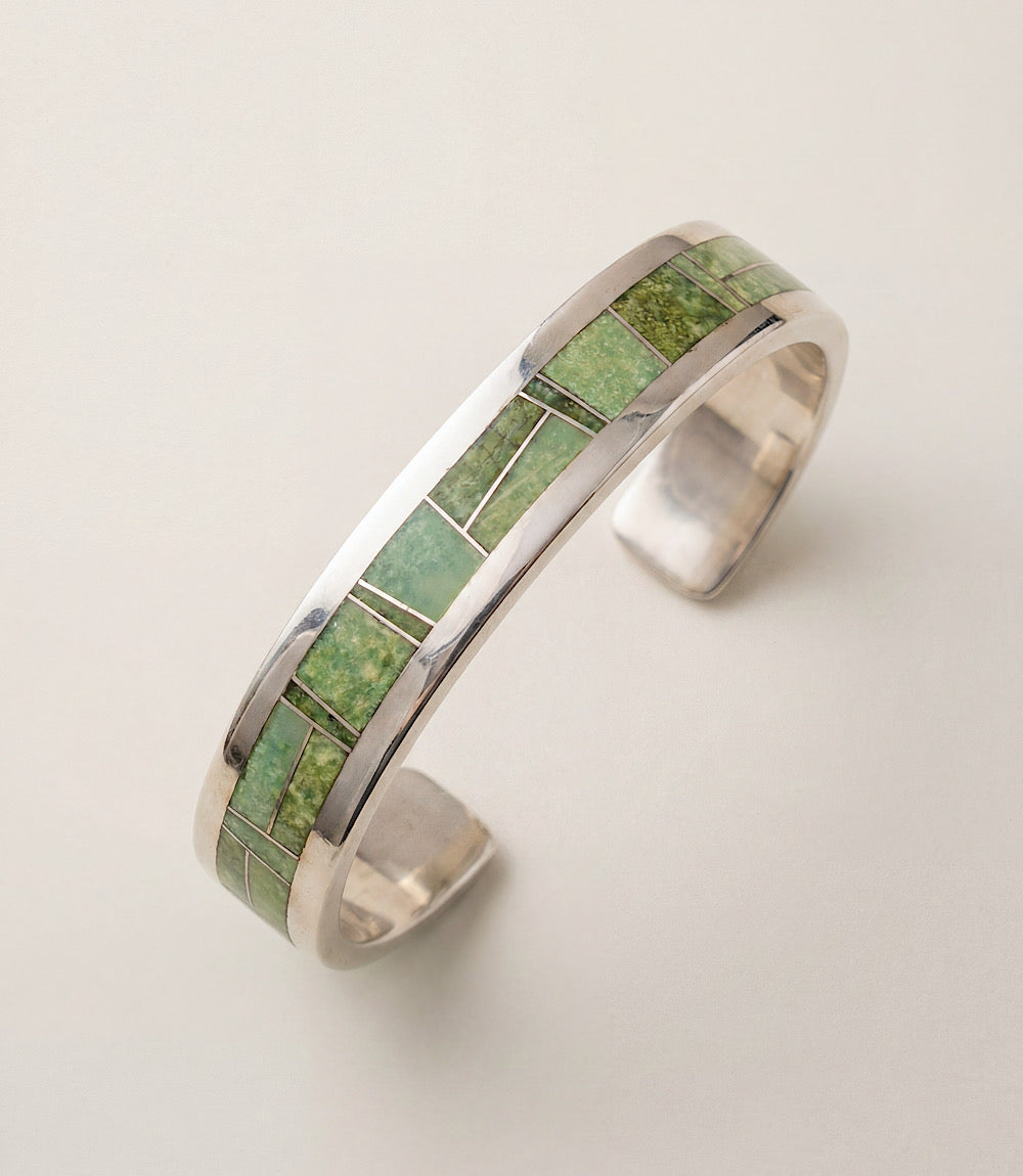 Green Turquoise Inlay Cuff Bracelet