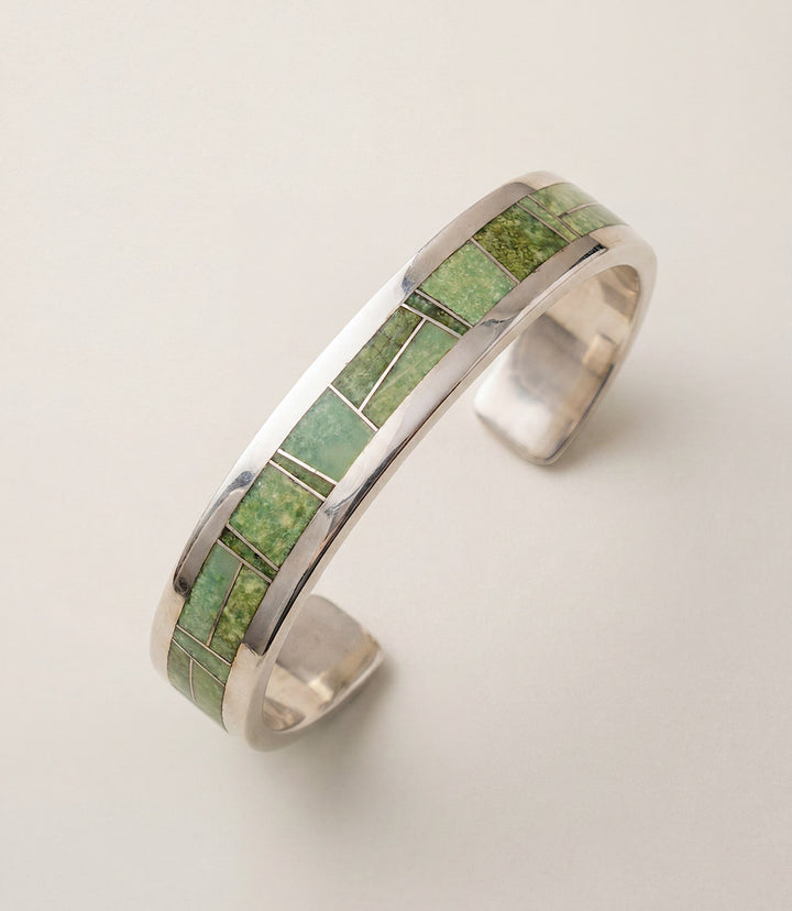 Green Turquoise Inlay Cuff Bracelet
