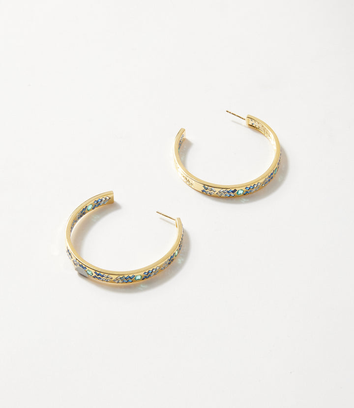 Crystal Inlay Hoop Earrings