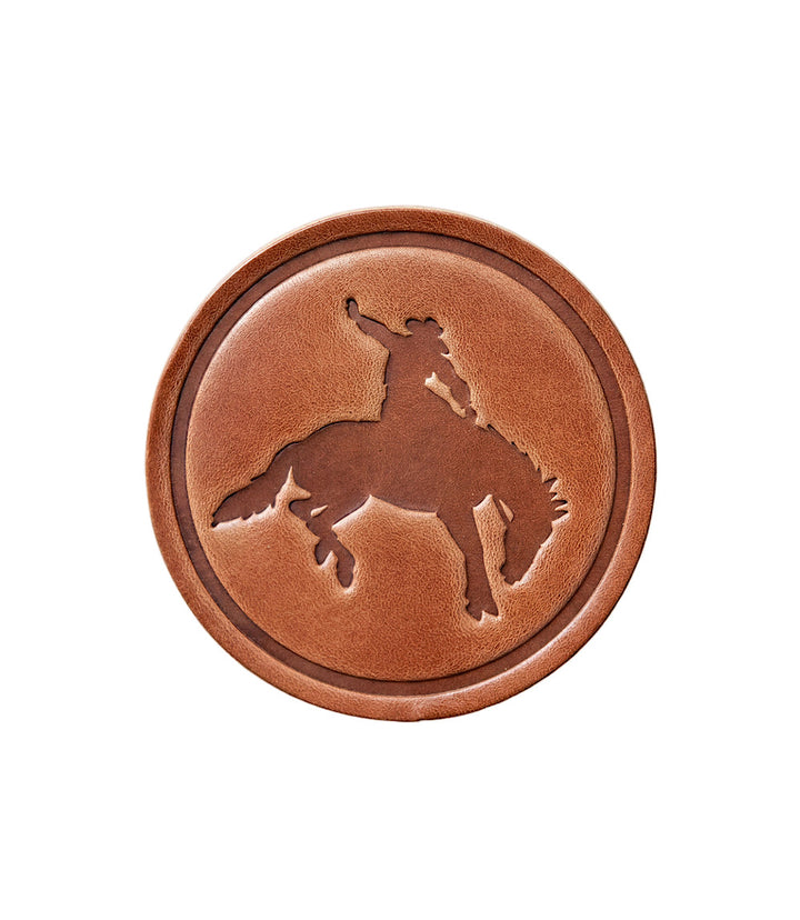 Stamped Leather Bucking Bronco Coaster