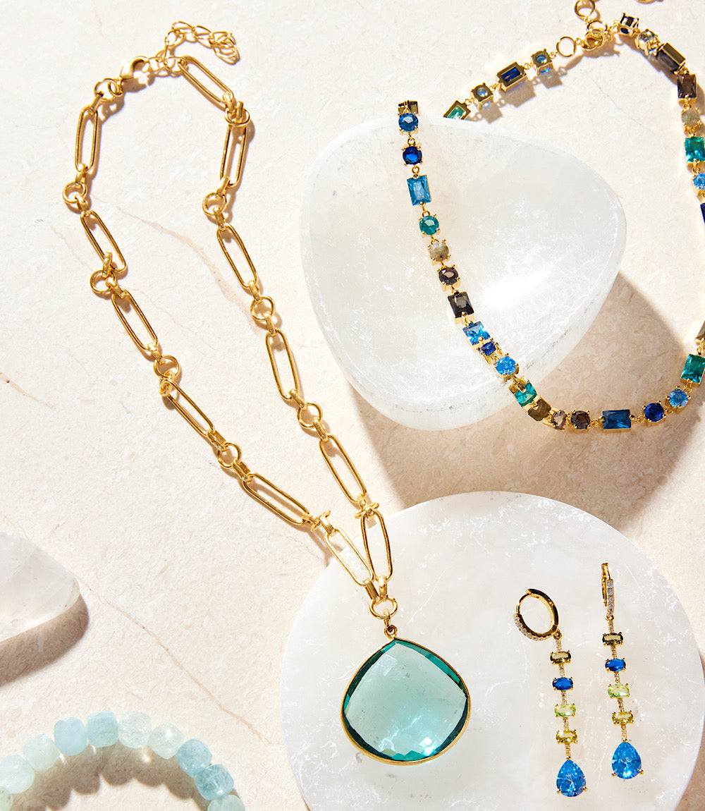 Aqua Quartz Pendant Necklace